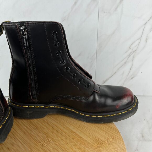 Dr. Doc Martens 1460 Pascal Front Zip Mens Size 9 Cherry Red Combat Moto Boots - Picture 8 of 11